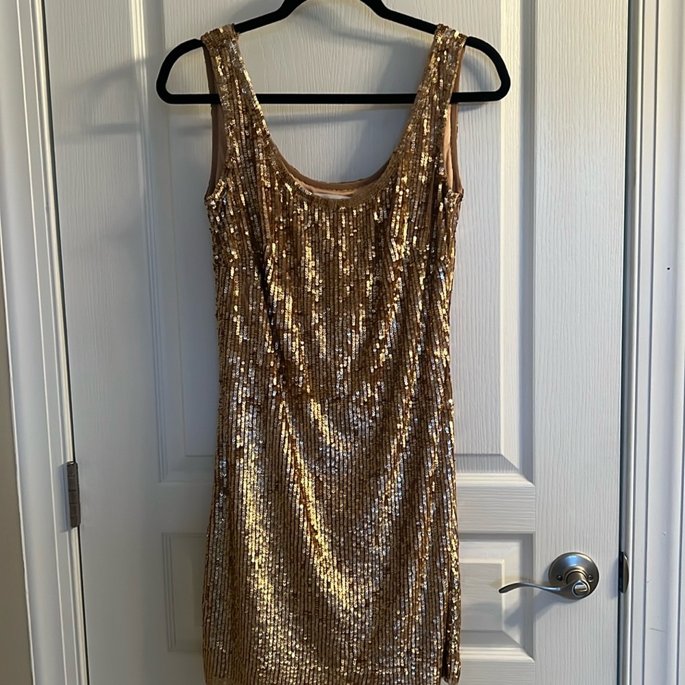 Nightline Gold Sequin Tank Dress Size 6